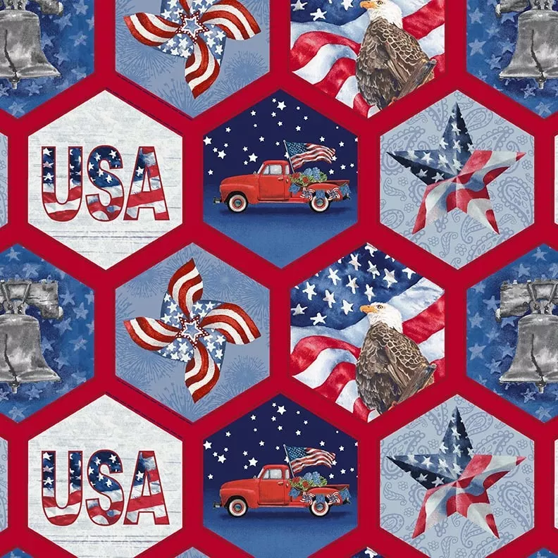 1538-78 Blue/Multi hexagon