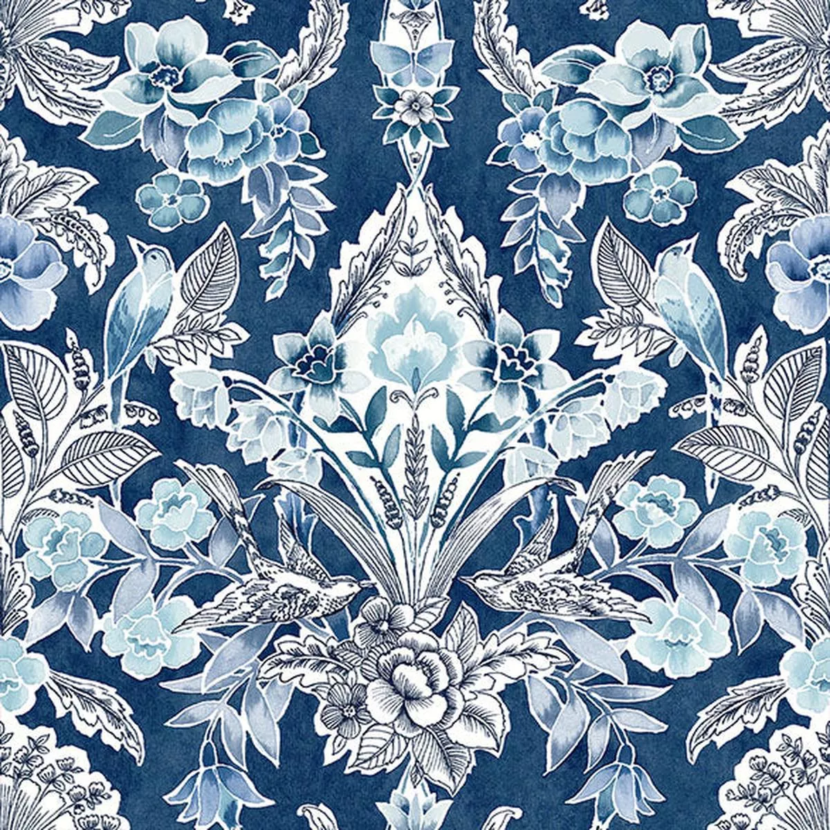 2903-25863-vera-blue-floral-damask-wallpaper 2903-25863 Vera Blue Floral Damask Wallpaper