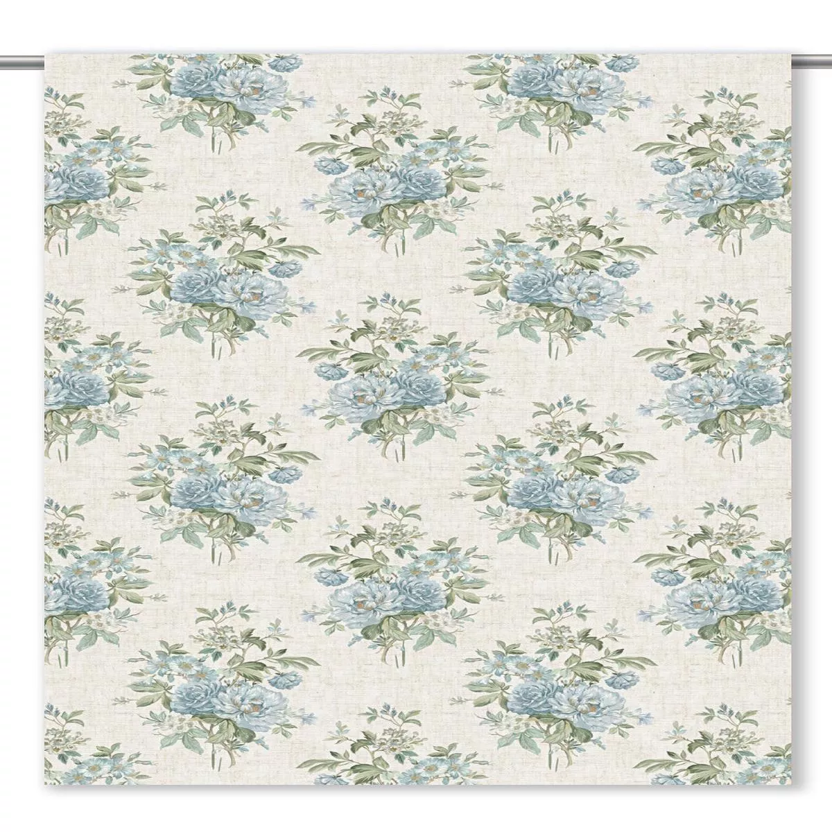 bamboo-canopy-fabric-by-yard-cream-cornflower-blue-green ‘Bamboo Canopy’ Fabric by the Yard (Cream/ Cornflower Blue/ Green)