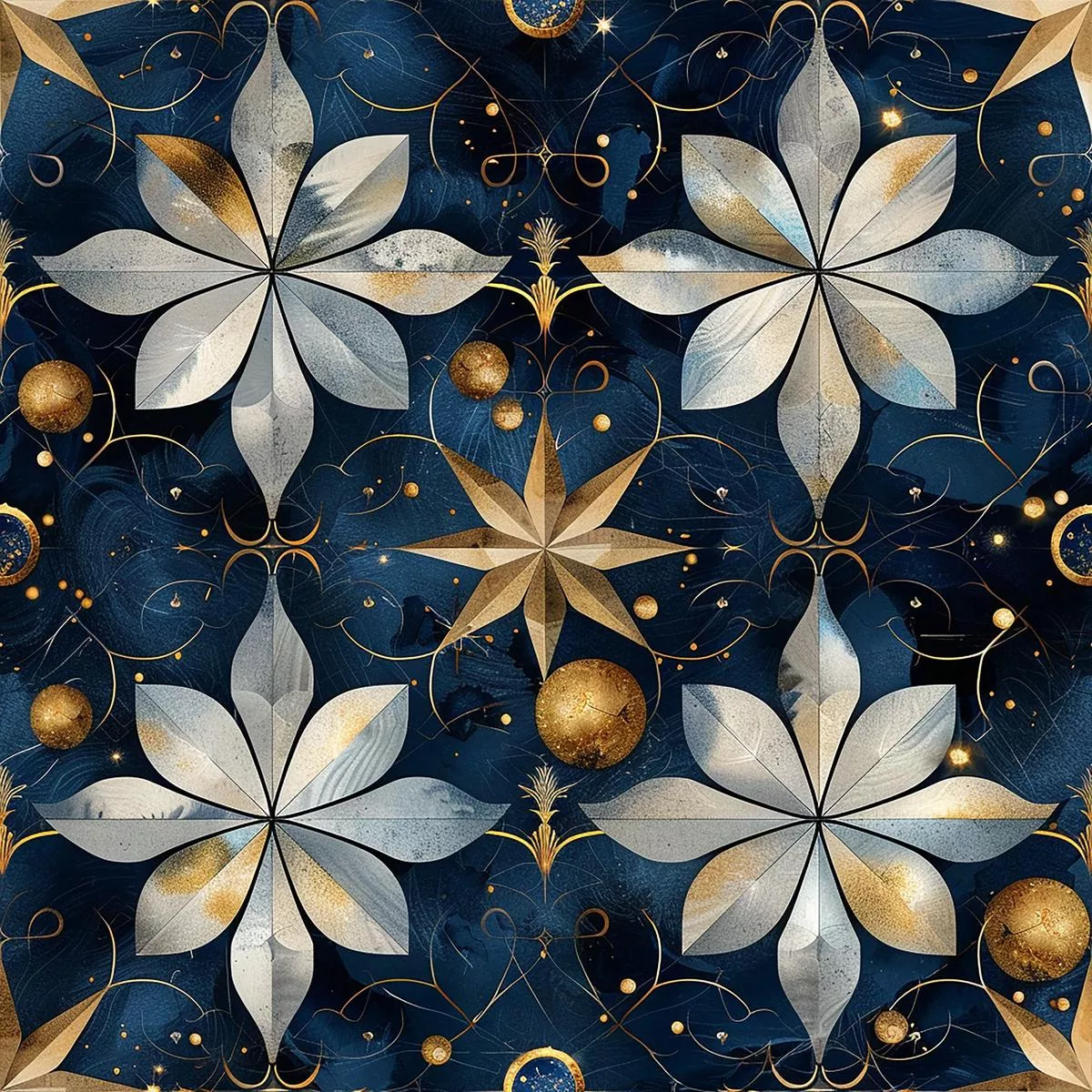 Baroque Celestial Pattern 5 Quilting Cotton Fabric
