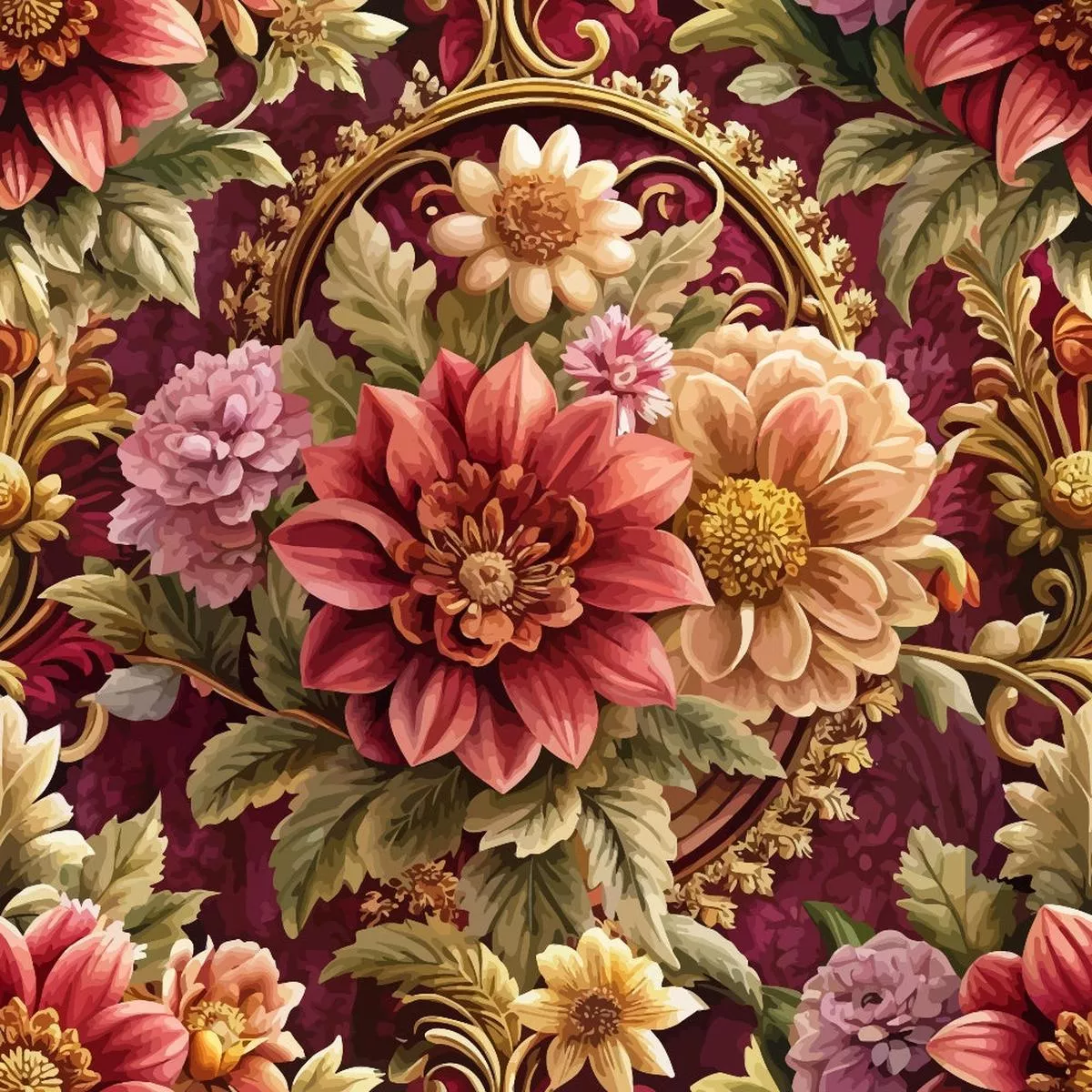 Baroque Florals Pattern 22 Quilting Cotton Fabric