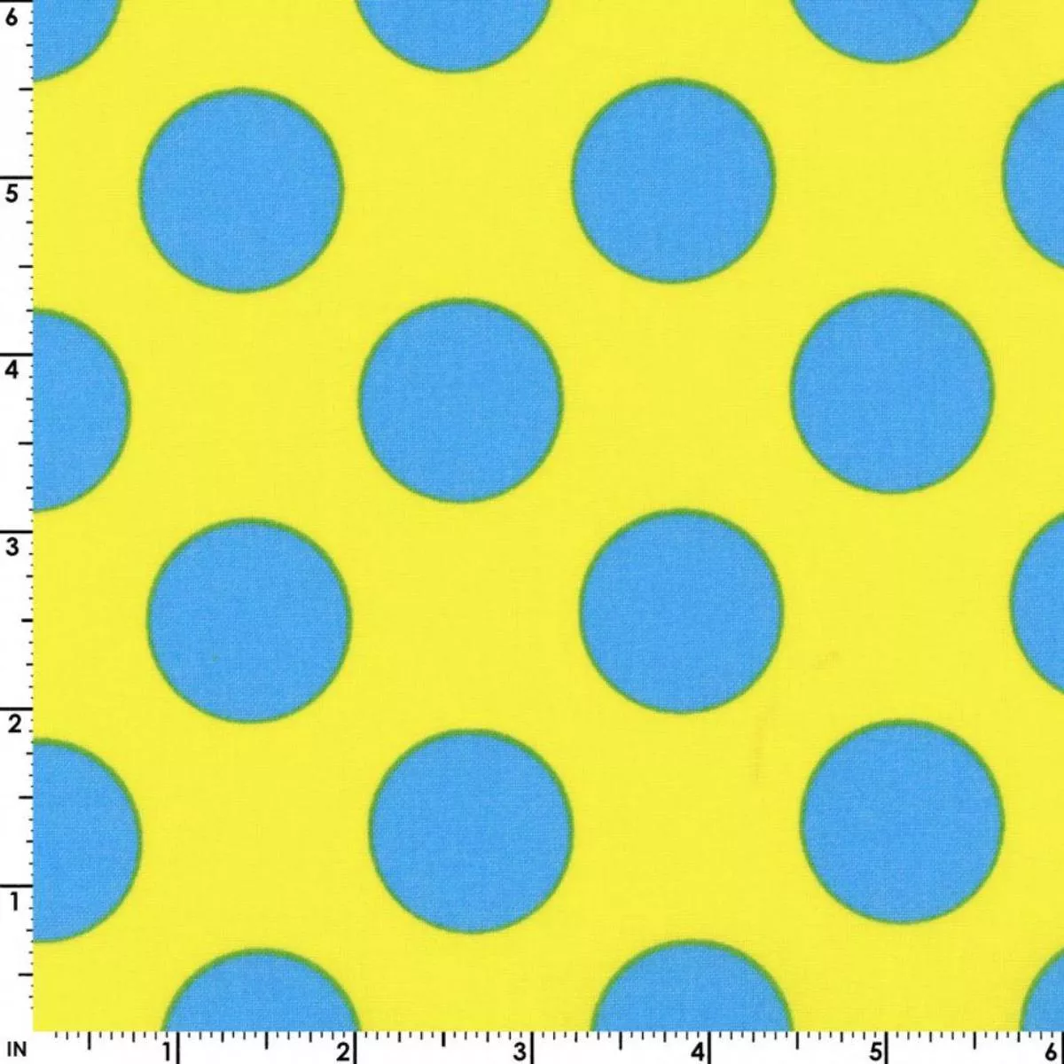 Big Blue Dots on Yellow by Kokka
