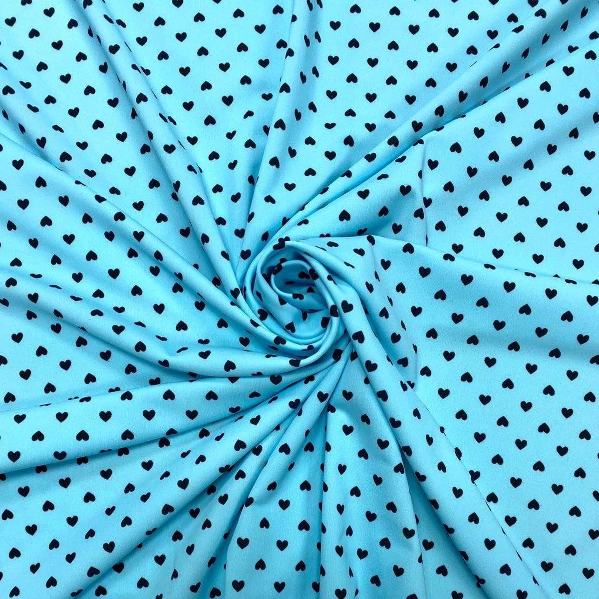 black-hearts-on-blue-lycra-spandex-fabric Black Hearts on Blue Lycra Spandex Fabric