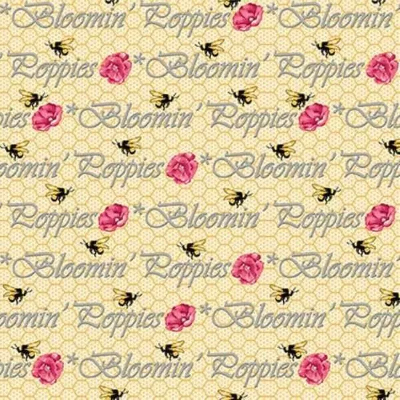 bloomin-poppies-words-fabric-bloomin-poppies Bloomin’ Poppies Words Fabric | Bloomin’ Poppies