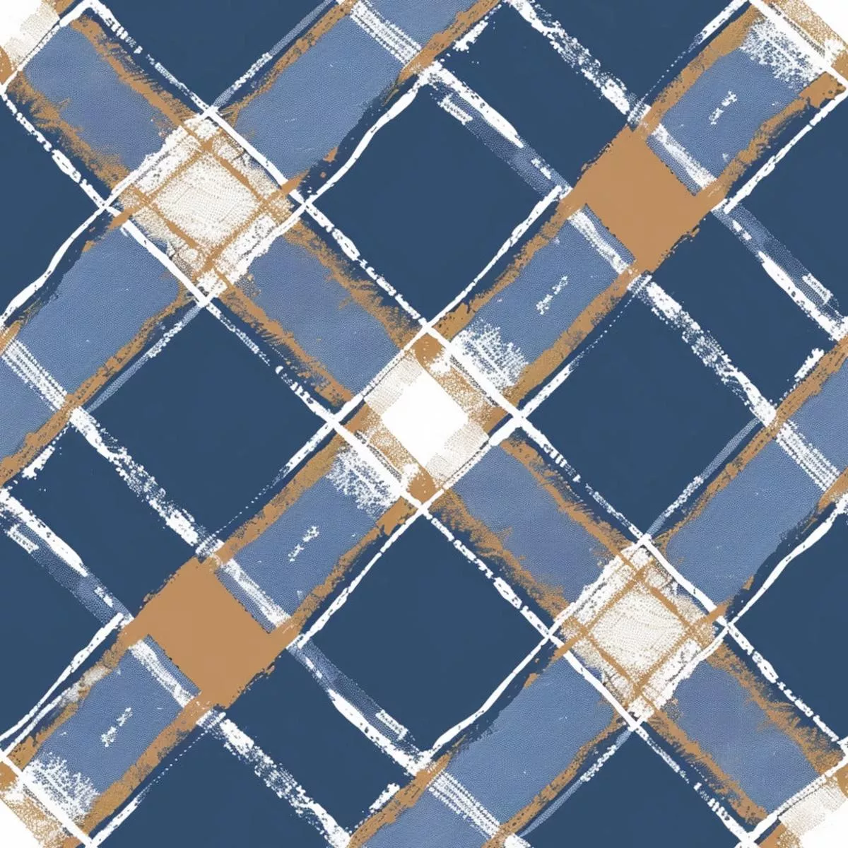 Blue and Brown Gingham Pattern 11 Quilting Cotton Fabric