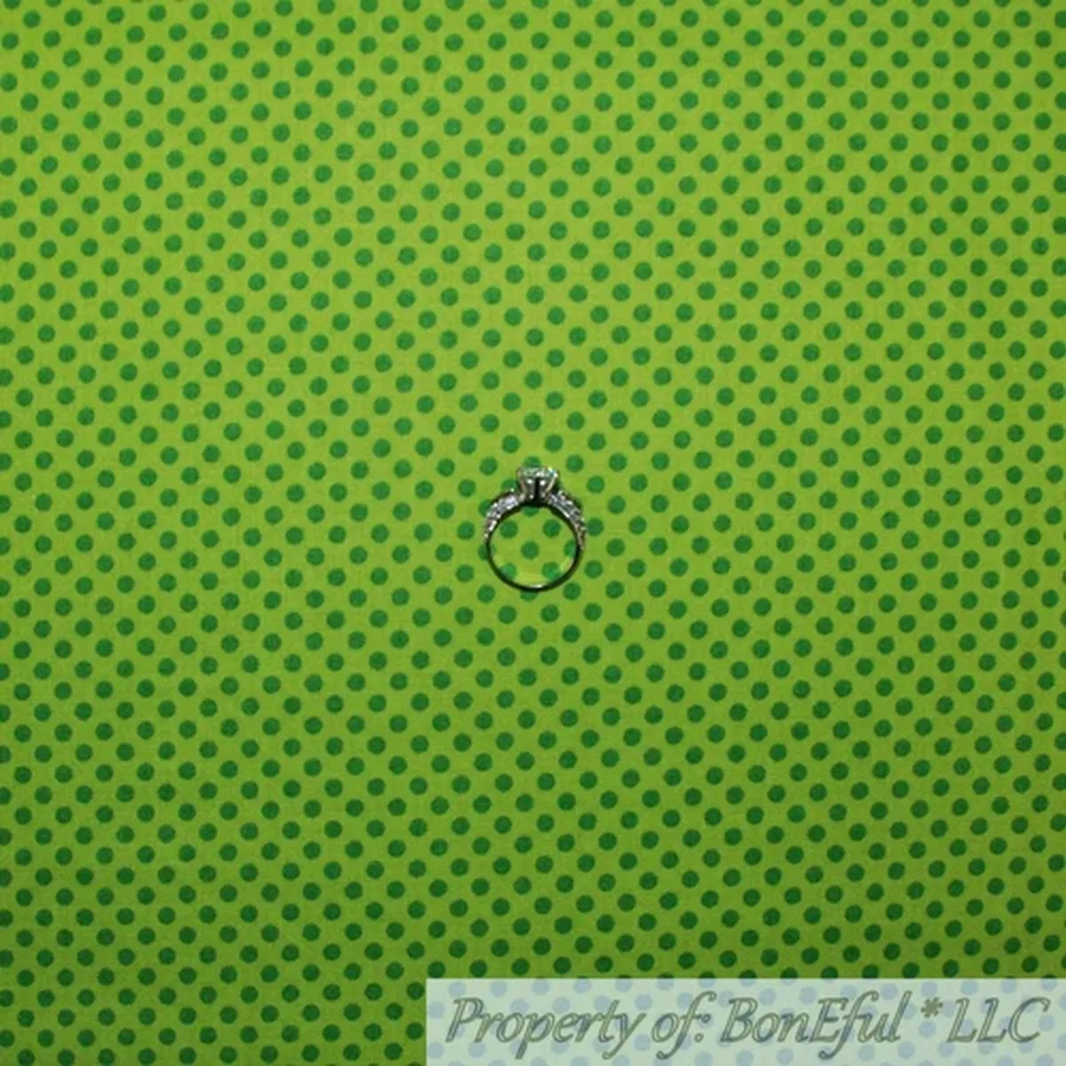 BonEful FABRIC FQ Cotton Quilt VTG Green Holiday Xmas POLKA DOT Small Tiny Retro