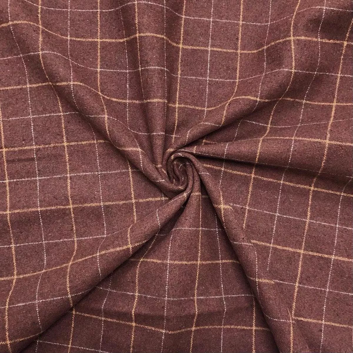 brown-orange-grid-wool-blend-fabric Brown and Orange Grid Wool Blend Fabric