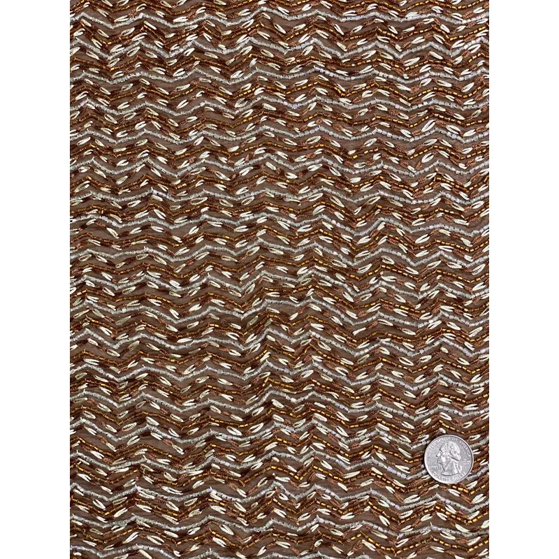 brown-sequin-beads-on-chiffon-jec-055-1-fabric Brown Sequin & Beads On Chiffon JEC-055-1 Fabric