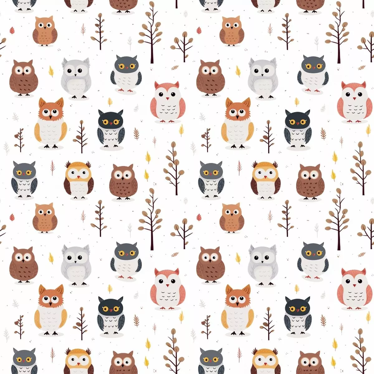 Cartoon Owls Pattern 12 Quilting Cotton Fabric
