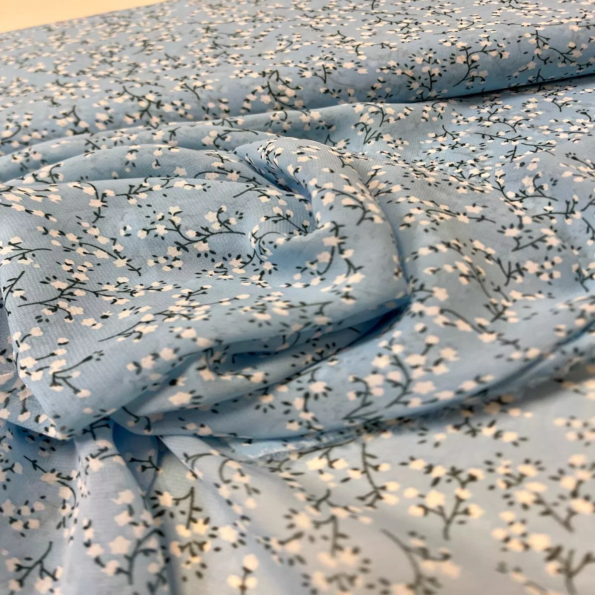 chiffon-white-flowers-on-blue-background-65-g-m Chiffon white flowers on a blue background 65 g/m
