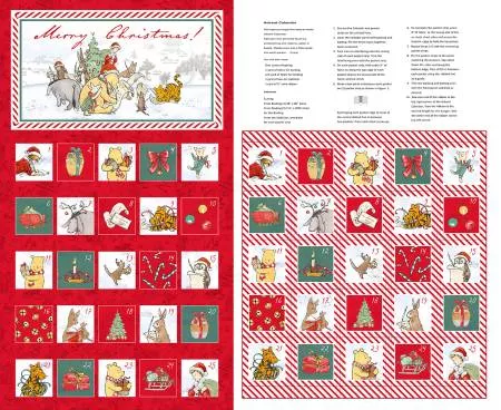 Christmas at Pooh Corner Red Advent Calendar Panel