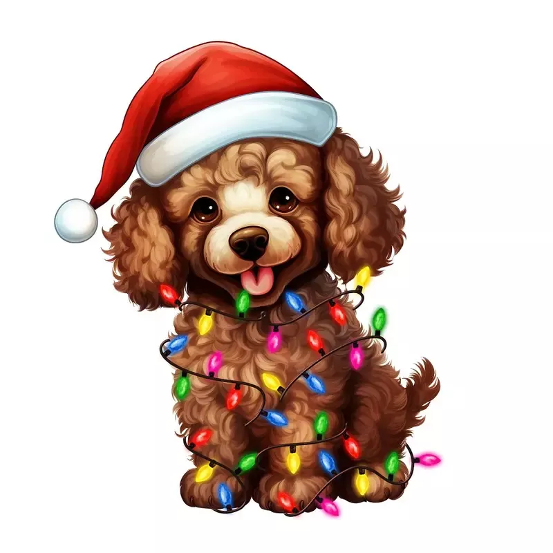 christmas-lights-poodle-fabric-panel Christmas Lights & Poodle Fabric Panel