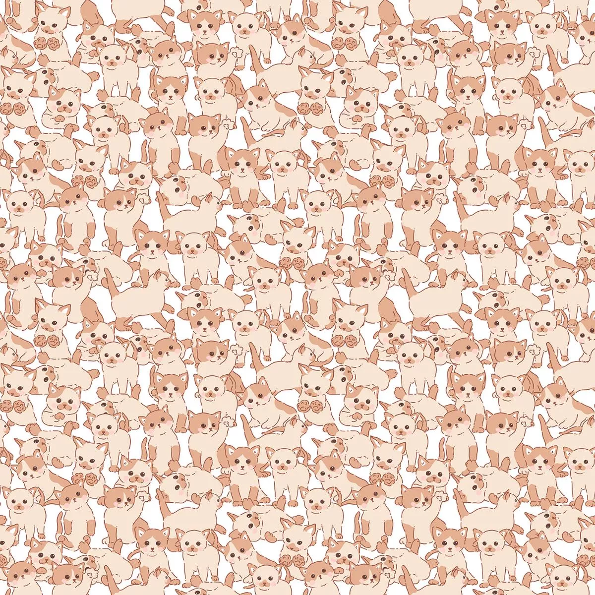 cute-kittens-floral-pattern-4-fabric Cute Kittens & Floral Pattern #4 Fabric