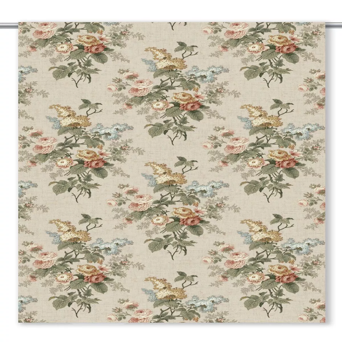 dahanu-fabric-by-yard-ivory-beige-olive-green ‘Dahanu’ Fabric by the Yard (Ivory-Beige/ Olive Green)