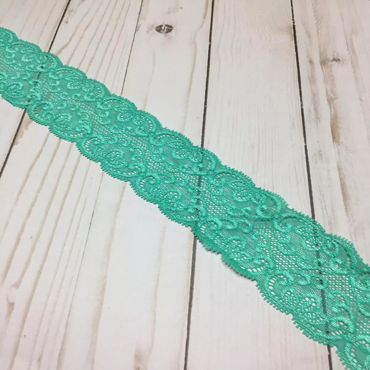 Dark Mint 2.25″ Wide Heart Stretch Lace