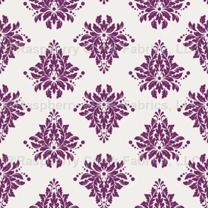 Dark Purple Damask on Ivory