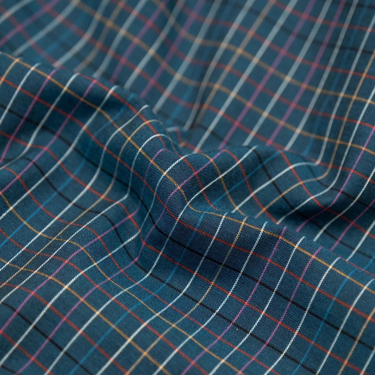 deadstock-grid-cotton-shirting-petrol-multi Deadstock Grid Cotton Shirting – Petrol/Multi