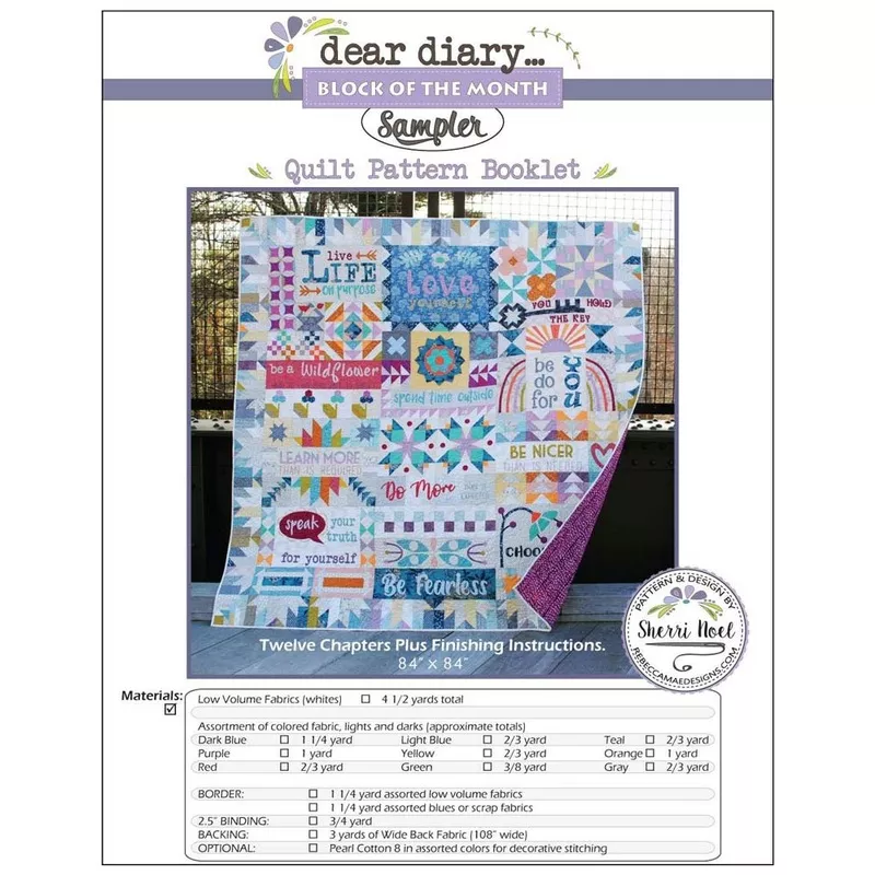 dear-diary-block-month-quilt-pattern-only Dear Diary Block Of The Month Quilt – Pattern Only