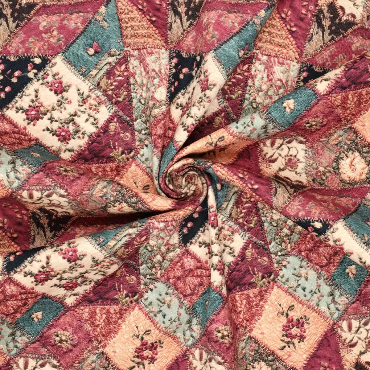 denim-rose-patchwork-cotton-twill-295-g-m Denim rose patchwork cotton twill 295 g/m