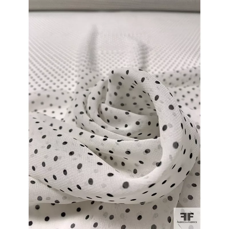 ditsy-polka-dot-printed-silk-chiffon-ivory-black Ditsy Polka Dot Printed Silk Chiffon – Ivory / Black