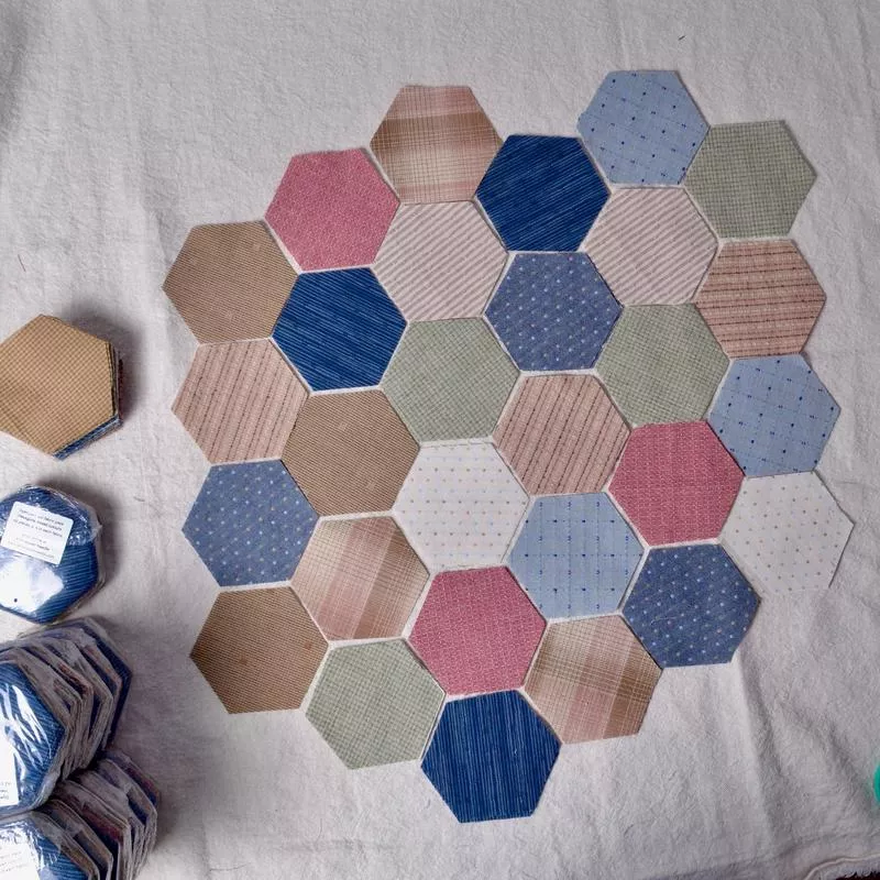 dyed-yarn-cut-fabric-hexagon-pack-taupes Dyed yarn Cut Fabric Hexagon Pack, Taupes