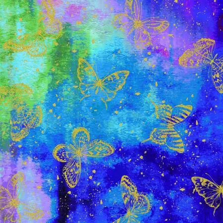Evening Glow - Multi Metallic Butterflies - CM4105-MULTI by Timeless Treasures