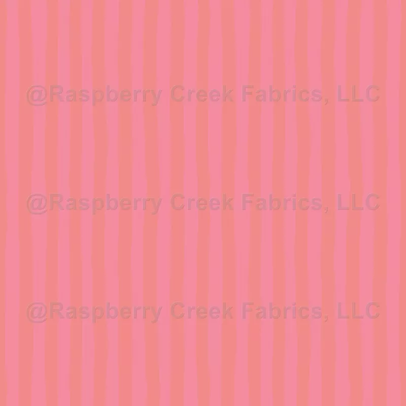 Flamingo Pink & Salmon Pink Wonky Stripes