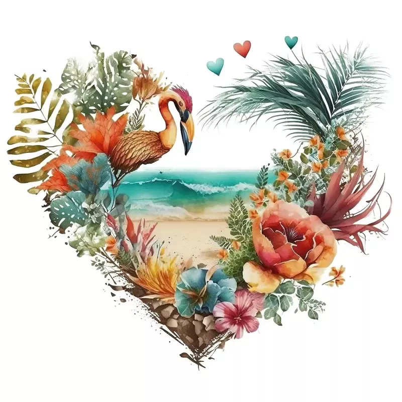 floral-beach-heart-7-fabric-panel Floral Beach Heart #7 Fabric Panel