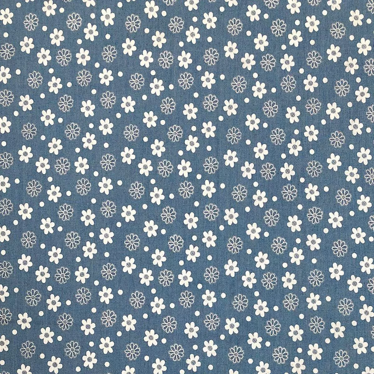 floral-chambray-denim-fabric Floral Chambray Denim Fabric