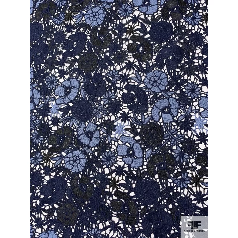 Floral Guipure Lace – Navy / Periwinkle / Black
