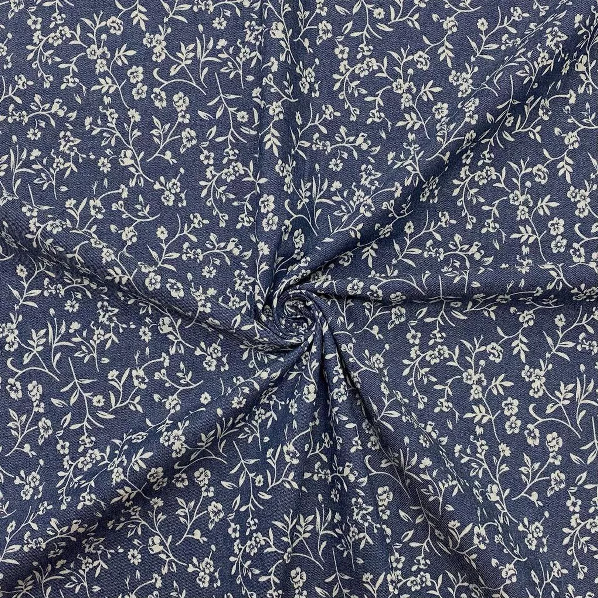 floral-vines-chambray-denim-fabric Floral Vines Chambray Denim Fabric