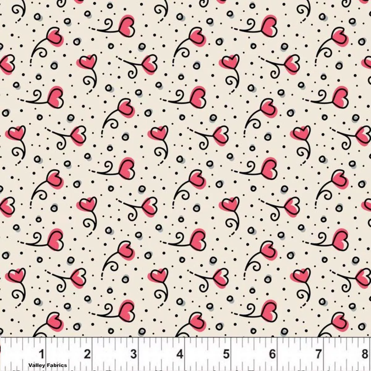 Flower Hearts Ivory/Pink Organic by RouCouCou