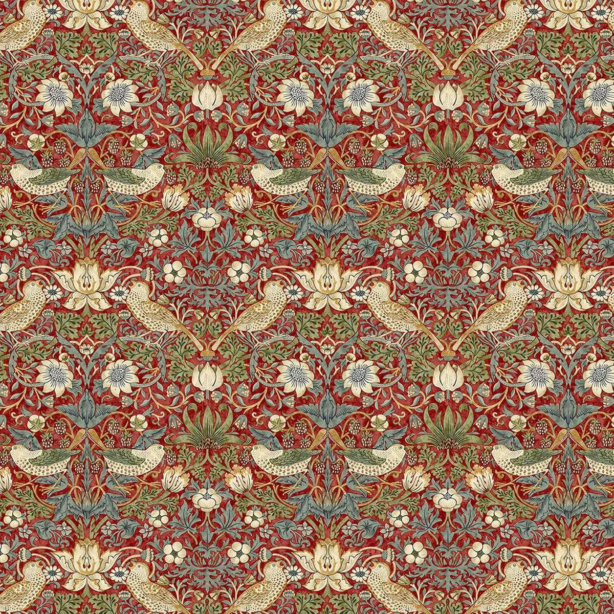 freespirit-original-morris-co-mini-strawberry-thief-red-yardage FreeSpirit – The Original Morris & Co. – Mini Strawberry Thief – Red – Yardage