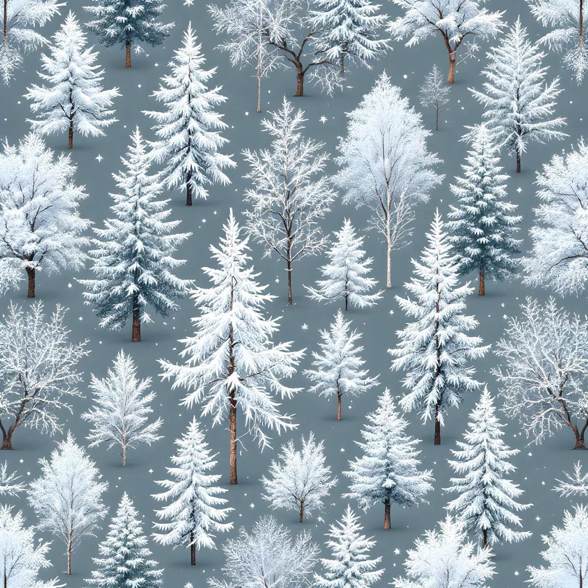 Frosty Winter Trees Pattern 11 Quilting Cotton Fabric