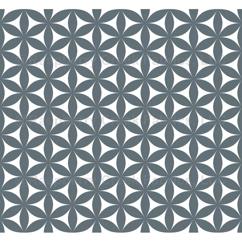 Geometric Pattern, Circles, Triangles, Flowers, Line Art, Gray