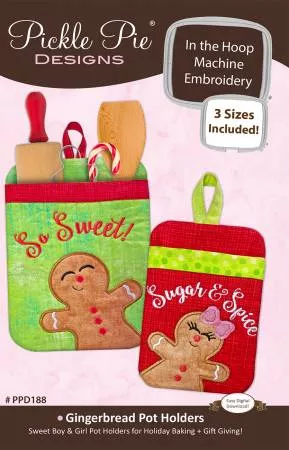Gingerbread Pot Holders In the Hoop Machine Embroidery