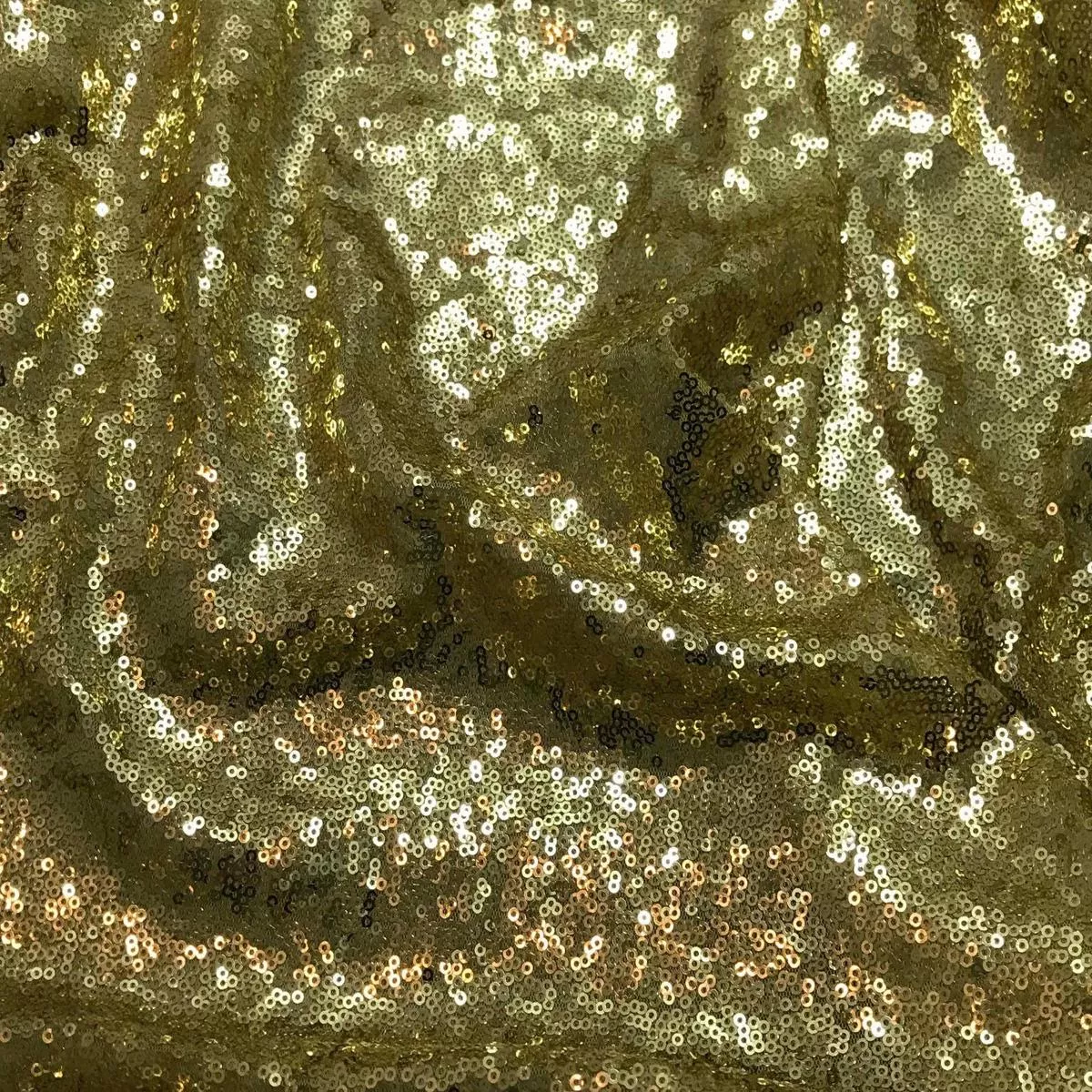 Gold – Sequin Spangle Sewn on Mesh Fabric – 1/4 Yard by 54″