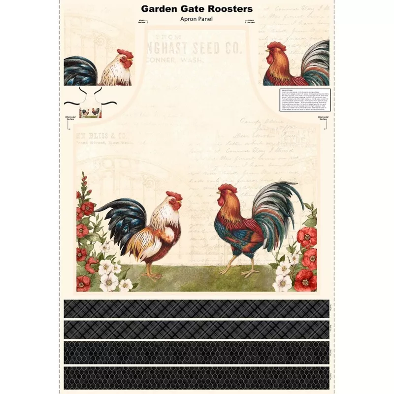 golden-gate-rooster-apron-panel-by-wilmington-prints Golden Gate Rooster Apron Panel by Wilmington Prints