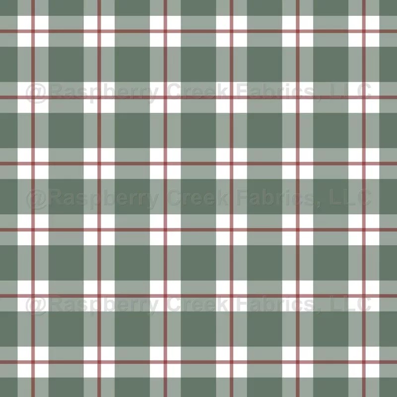 Gray-Green / Dark Gray-Red / White Plaid