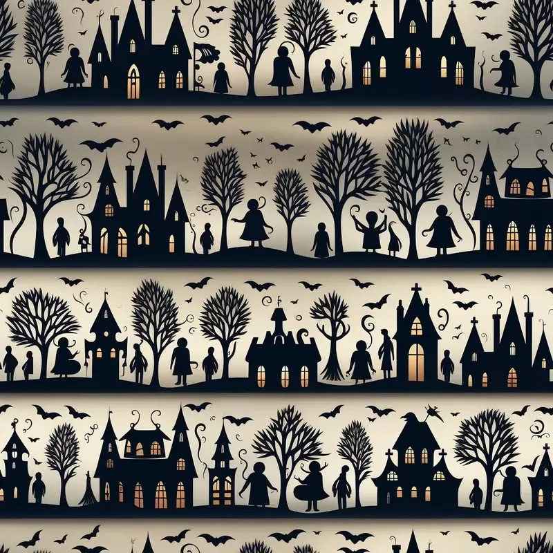halloween-silhouettes-pattern-4-fabric Halloween Silhouettes Pattern #4 Fabric