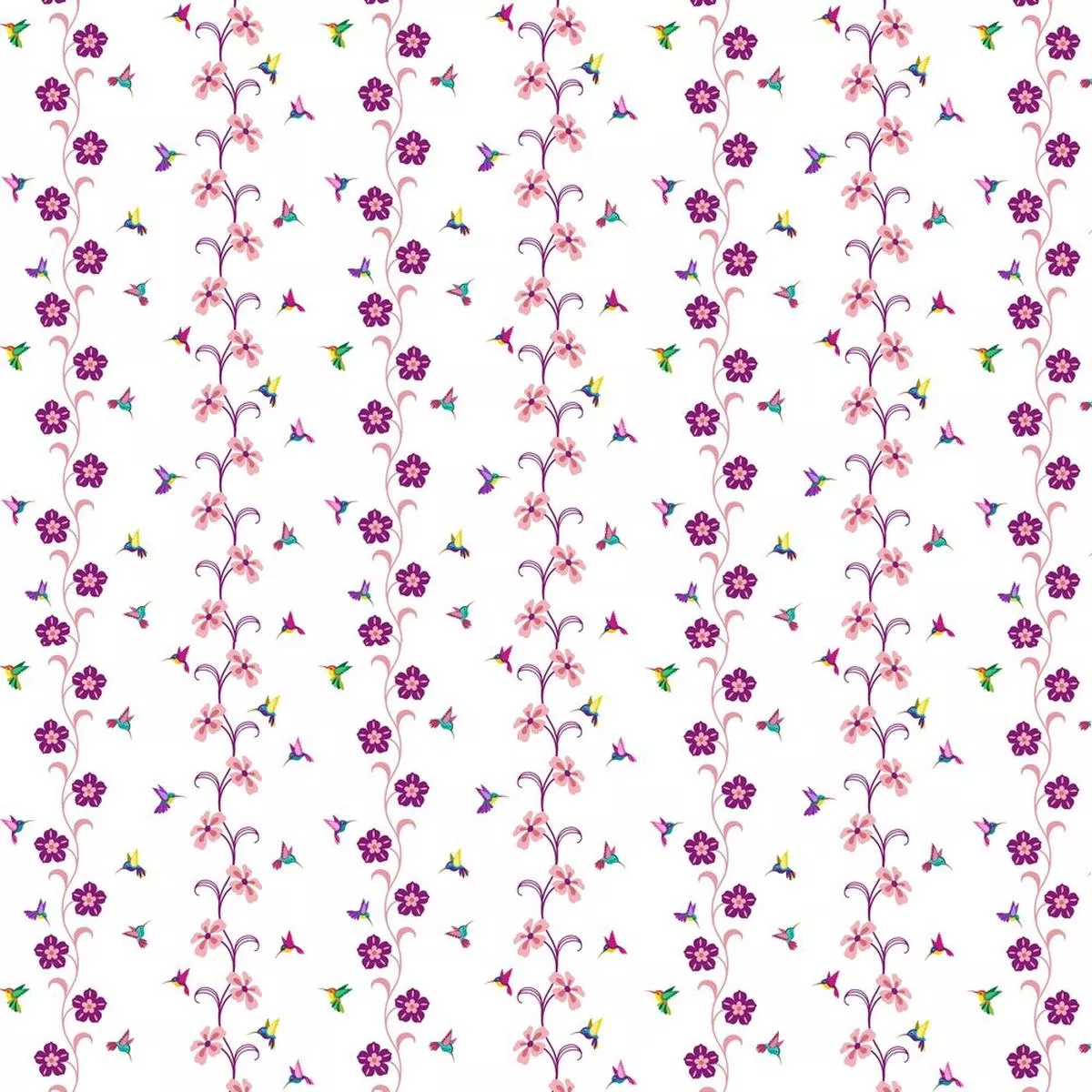 hummingbird-garden-fabric-pink-purple Hummingbird Garden Fabric – Pink/Purple
