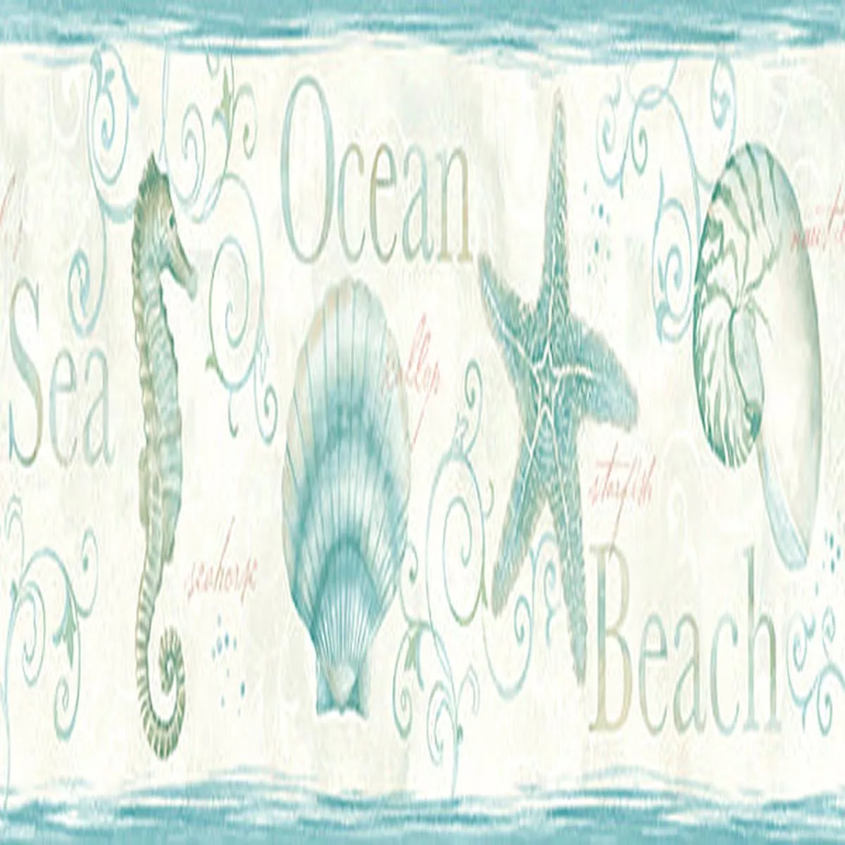 island-bay-teal-seashells-border Island Bay Teal Seashells Border