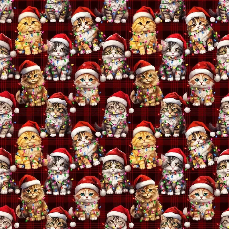 kittens-in-santa-hats-fabric Kittens In Santa Hats Fabric