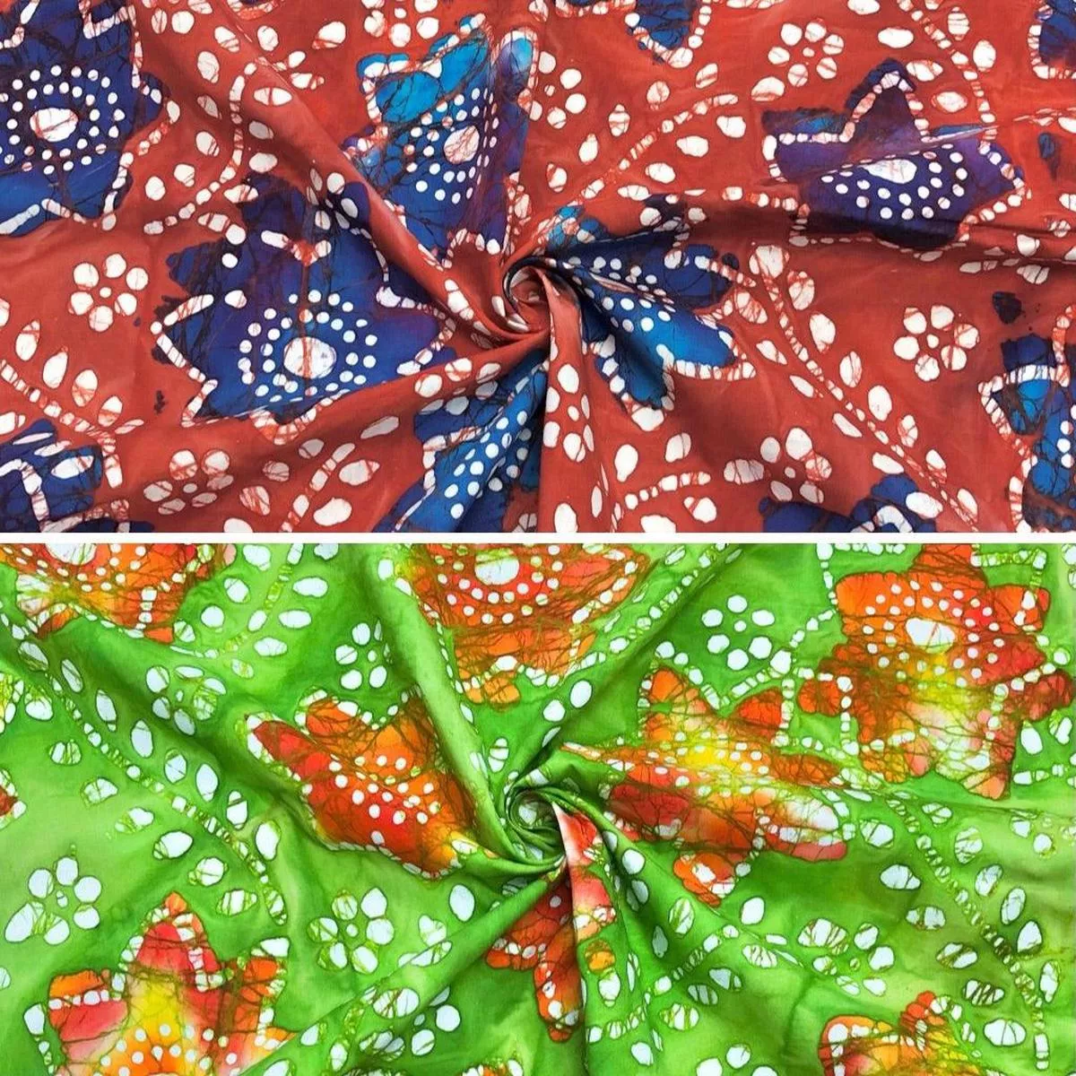 large-floral-white-dots-cotton-batik-fabric-john-louden Large Floral and White Dots Cotton Batik Fabric – John Louden