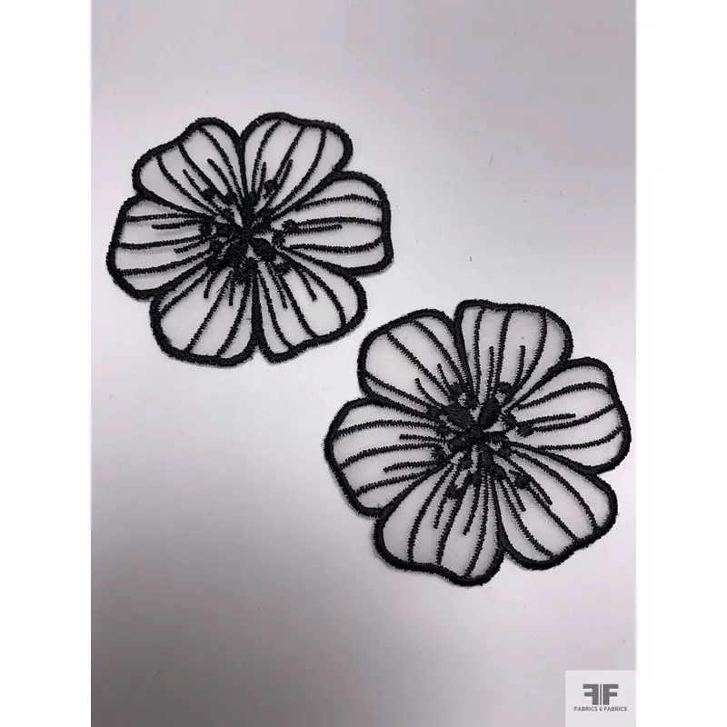 large-wild-rose-embroidered-organza-applique-set-black-white Large Wild Rose Embroidered Organza Applique Set – Black / White