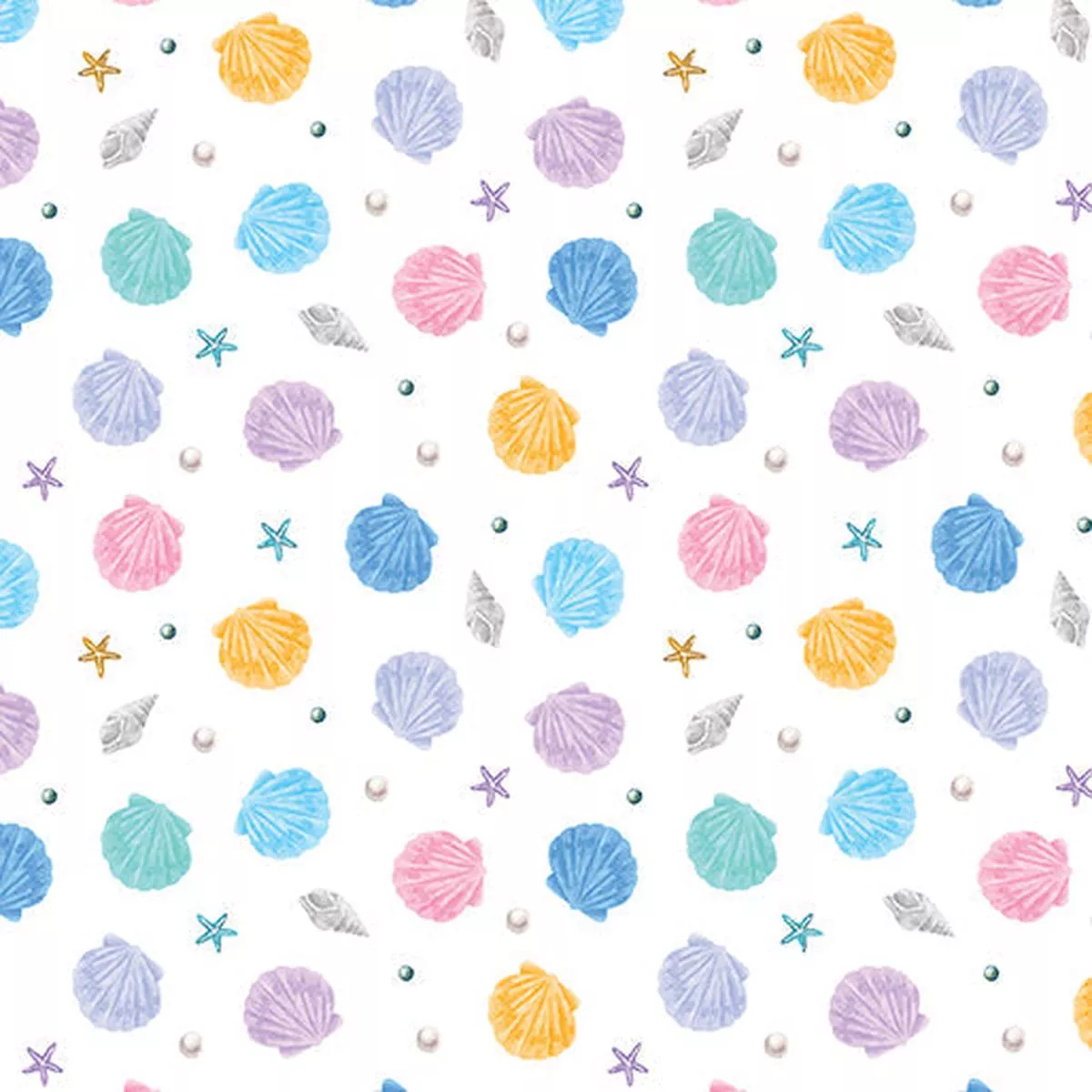 little-shells-white-cotton-44-45-fabric-per-yard Little Shells White Cotton 44″/45″ Fabric Per Yard