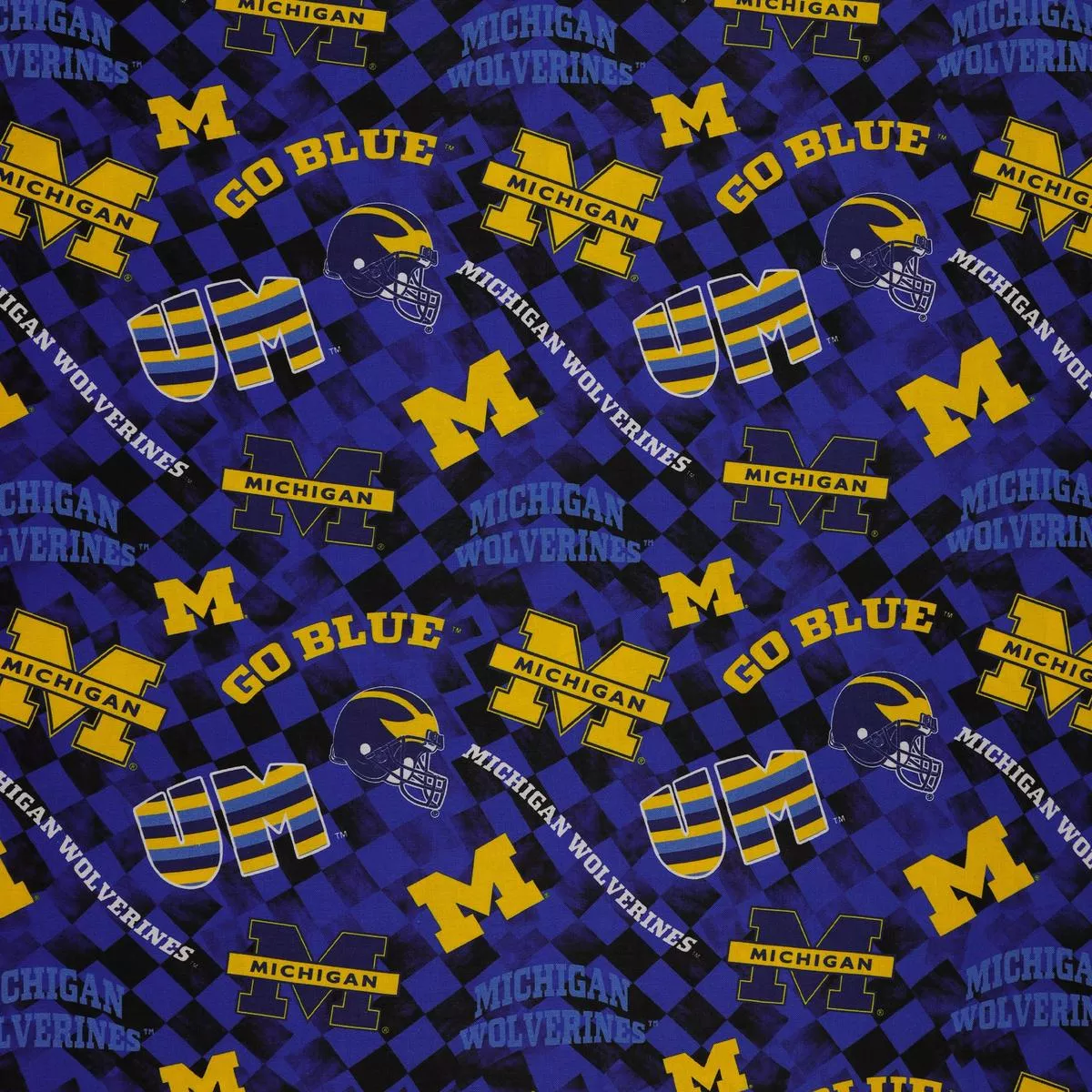 michigan-wolverines-allover-checker-fabric Michigan Wolverines Allover Checker Fabric