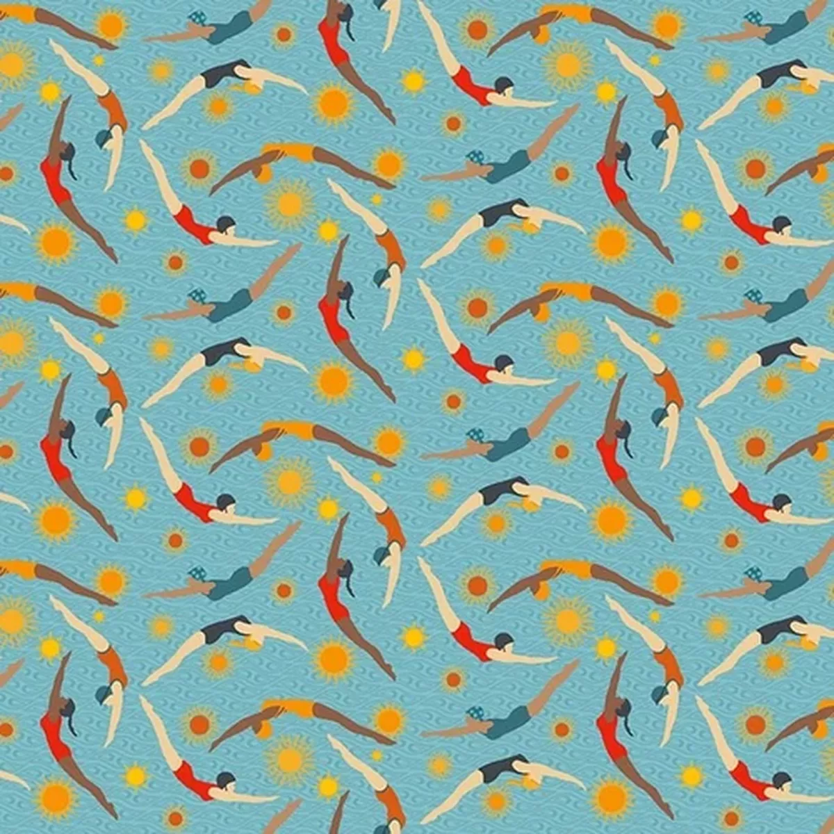 nautical-fabric-surf-s-up-swimmer-allover-blue-henry-glass-yard Nautical Fabric | Surf’s Up Swimmer Allover Blue | Henry Glass YARD
