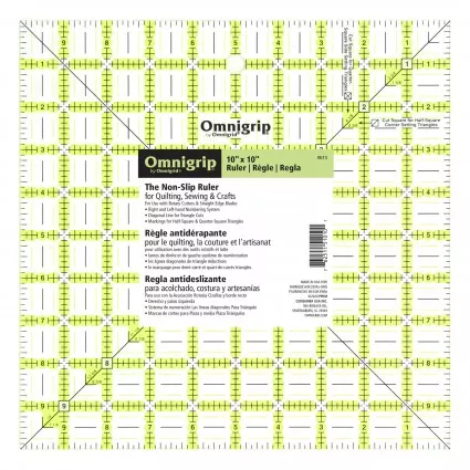 Omnigrip 10 In Square Non-Slip Neon Ruler