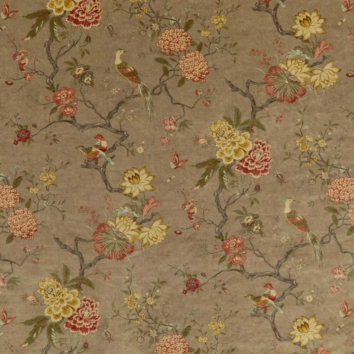 oriental-bird-velvet-mole-fabric Oriental Bird Velvet Mole Fabric